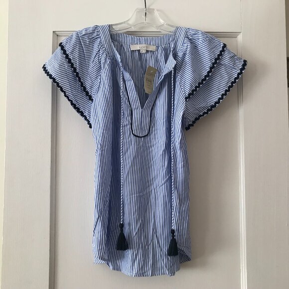 Loft | Stripe Layered Cuff Tassel Top - Picture 2 of 8